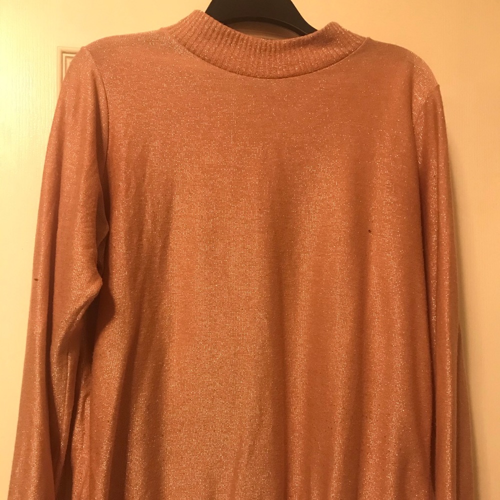 Vintage Pink Sparkly Mock Neck Sweater